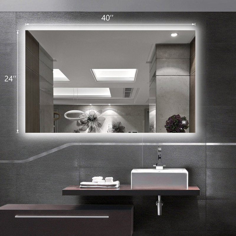 Orren Ellis Kaimee Frameless Lighted Bathroom/Vanity Mirror & Reviews